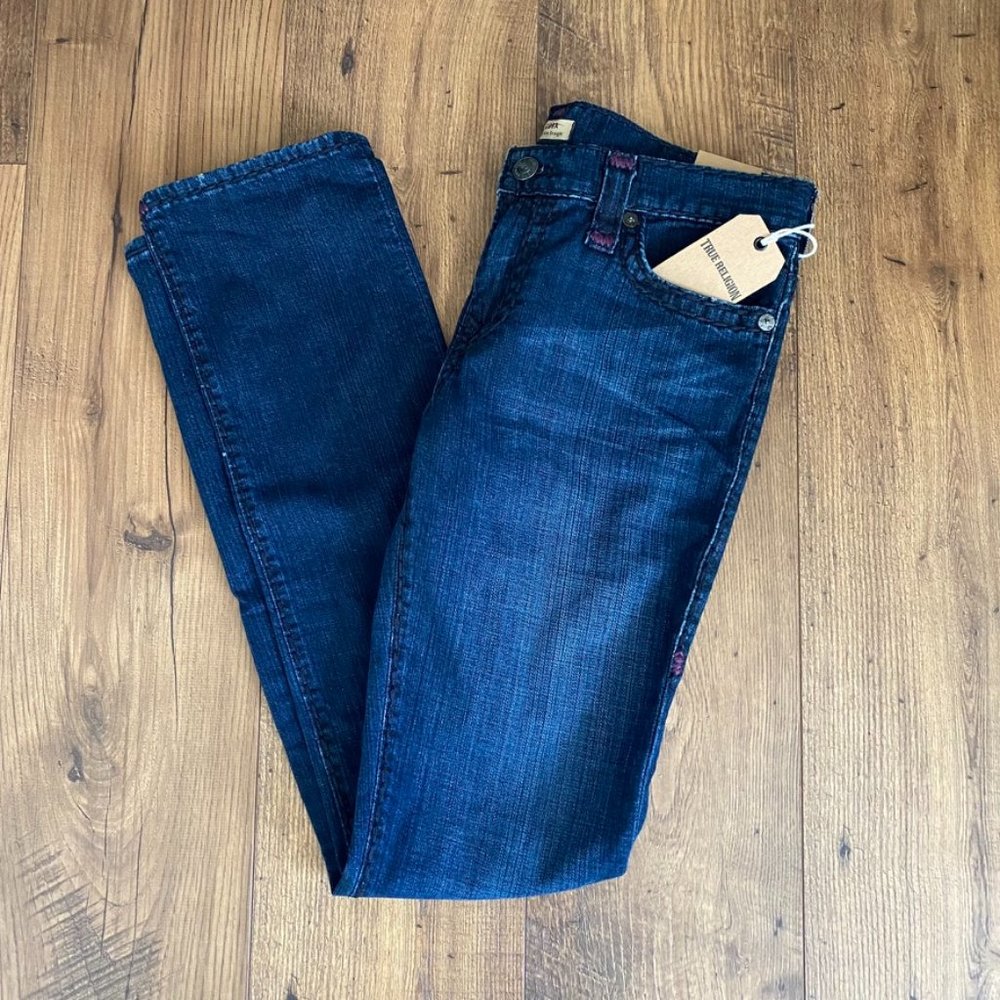 NWT True Religion Cora Mid Rise Slim Straight Denim Jeans Size 29